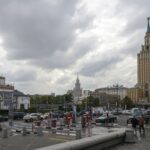 Сталинские высотки у Красных Ворот и гостиница Ленинградская в панораме Москвы
